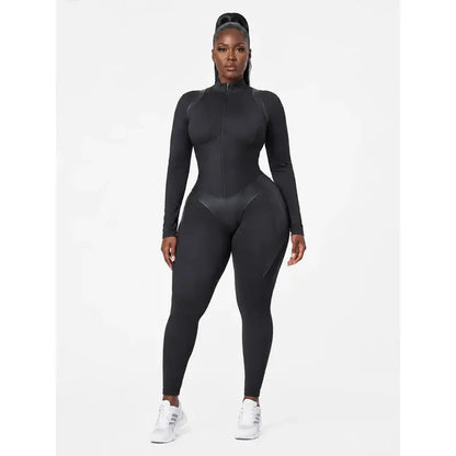 Corset Sculpt Long Jumpsuit in Black
