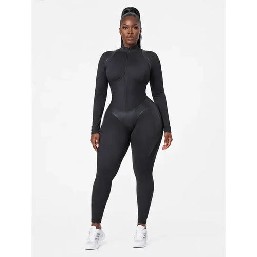 Corset Sculpt Long Jumpsuit in Black