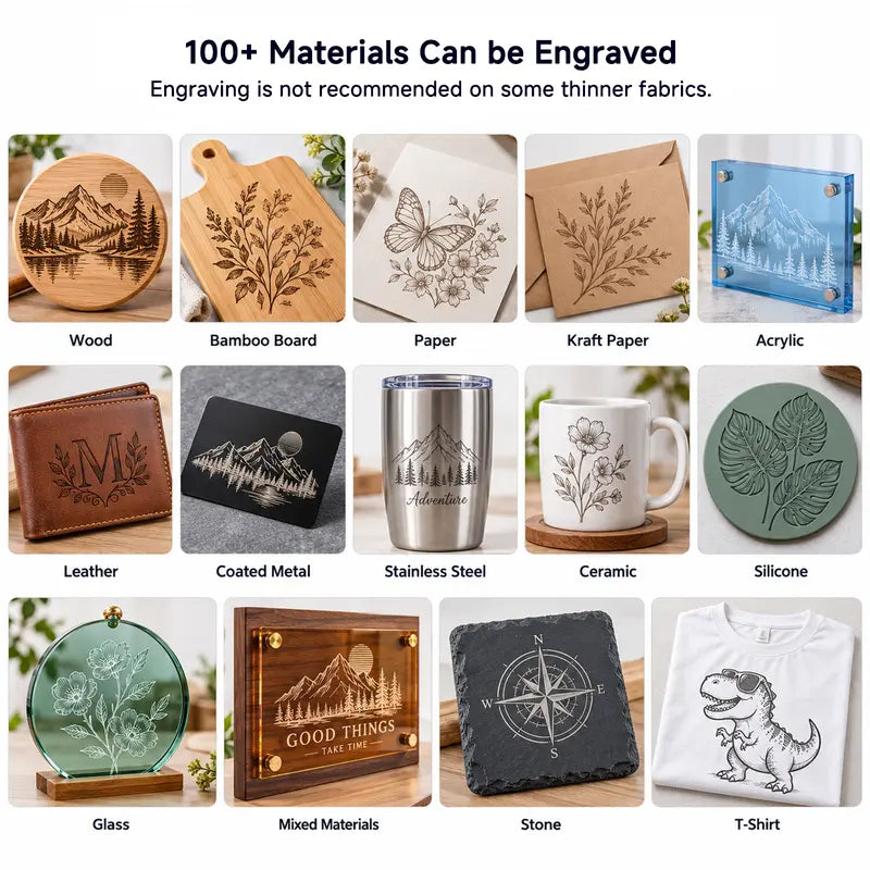 Examples of materials engraved with ARTILUME T1