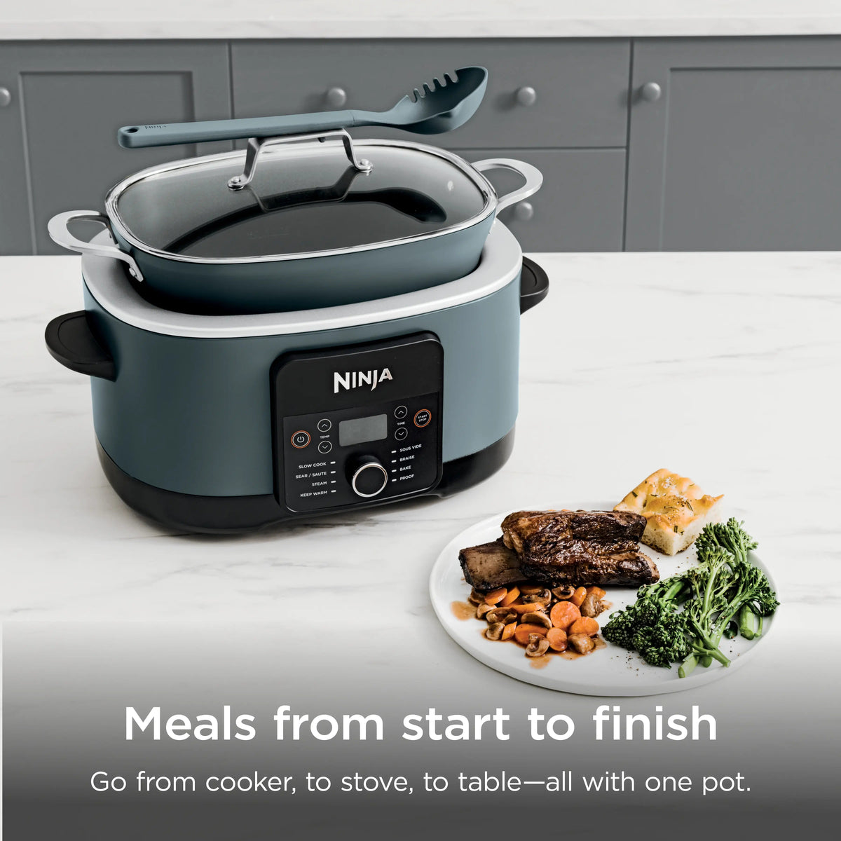 Ninja PossibleCooker Pro with a prepared meal